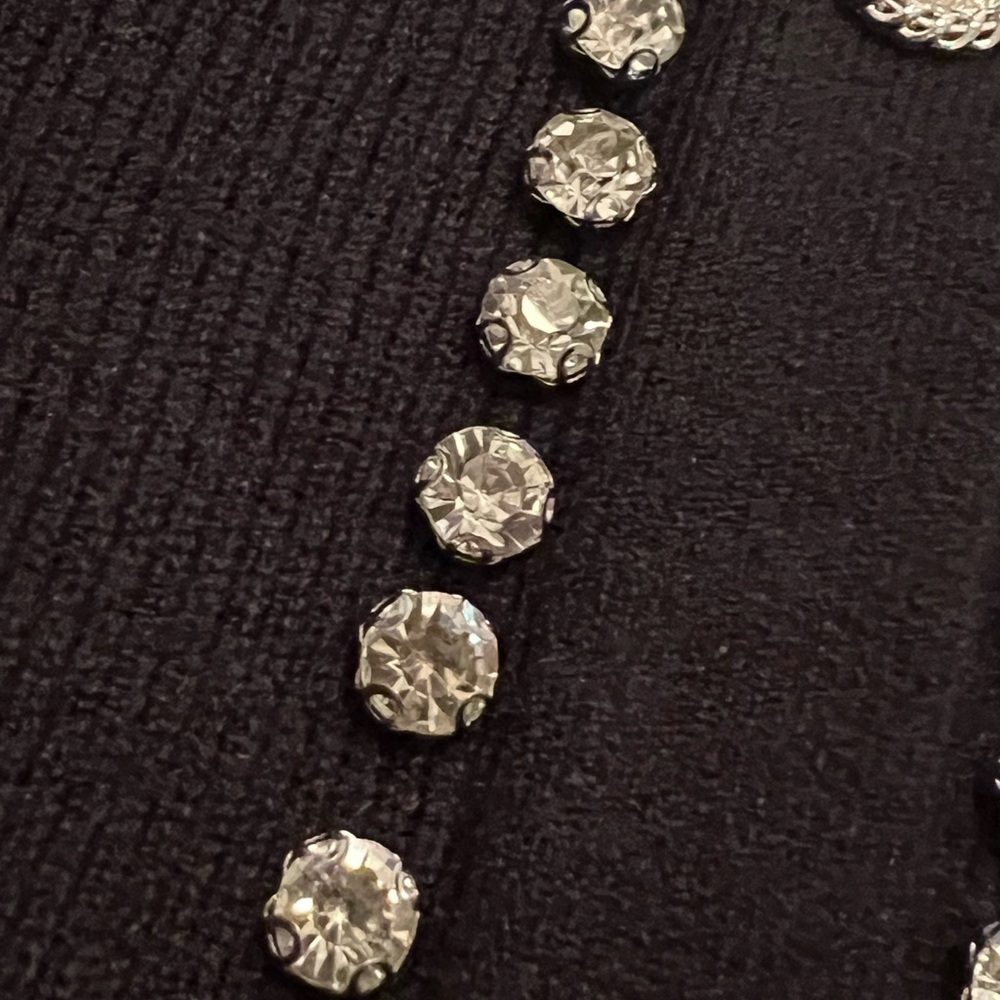 Black Rhinestone Button Cardigan NWT Small - Picture 4 of 4